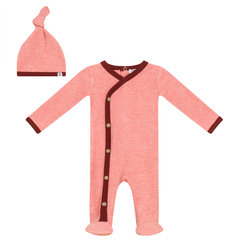 Little Fragile Nectar Stripe Contrast Footie + Hat