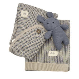 Kidu 100% Organic Cotton Knitted Baby Blanket Gift Set