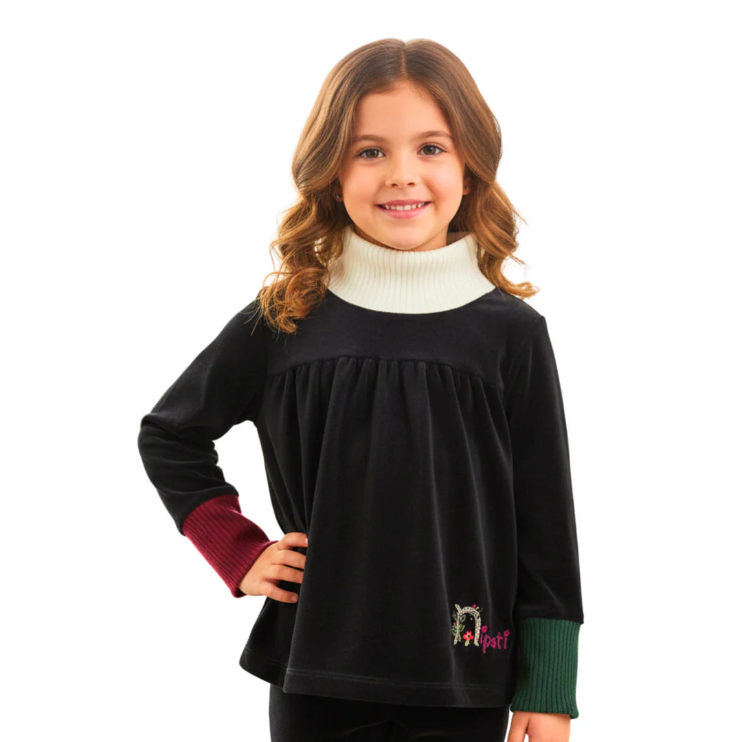 Nipoti Hand Embroidered Velour Girl 2pc