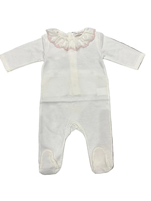 La Mascot-White Stretchie Embroidered Edge Collar