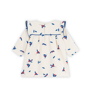 Petit Bateau | Berry-Print Long-Sleeve Baby Fleece Dress