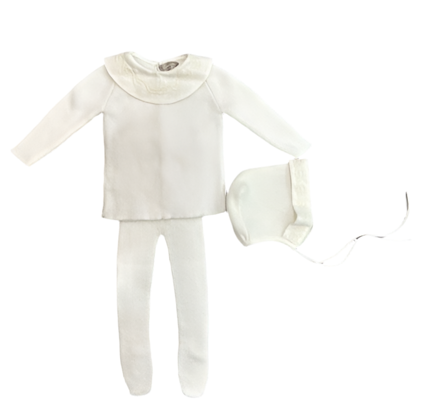 Carmina White/Butter Embroidered Collar 3 Pc Set