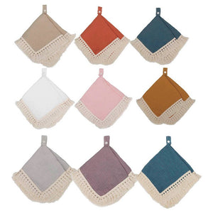 Doodalou - White - Muslin Boho Pacifier Blanket with Tassels