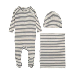 Mema Knits - Rib Stripe Footie 3 Piece Set