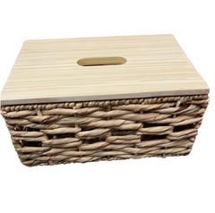 Rattan Storage Box Wood Top