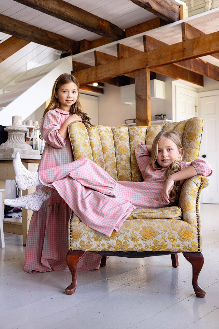 Bonjour Pink Gingham Collar Maxi