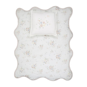 Baby Gingham Floral Blanket & Pillowcase Set by Peluche – Soft Cotton Bedding
