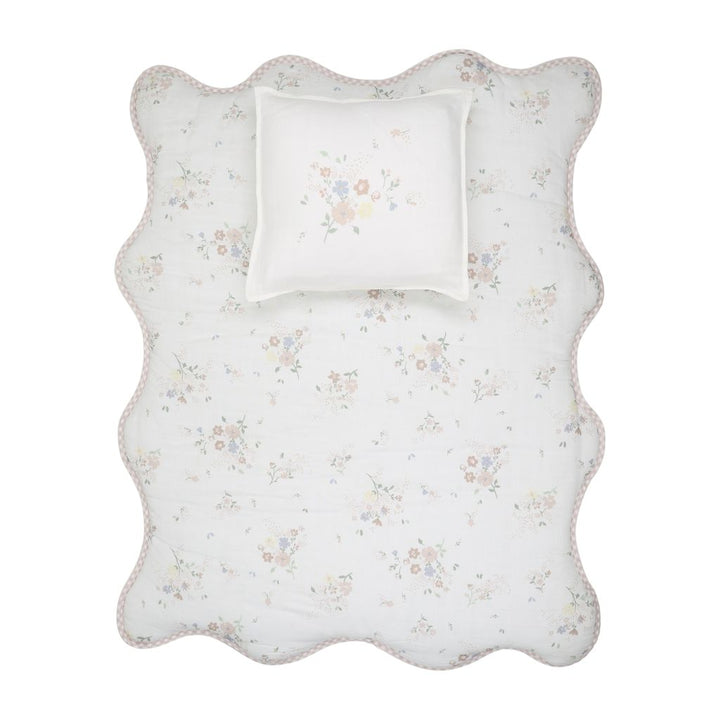 Peluche Gingham Floral Blanket + Pillowcase