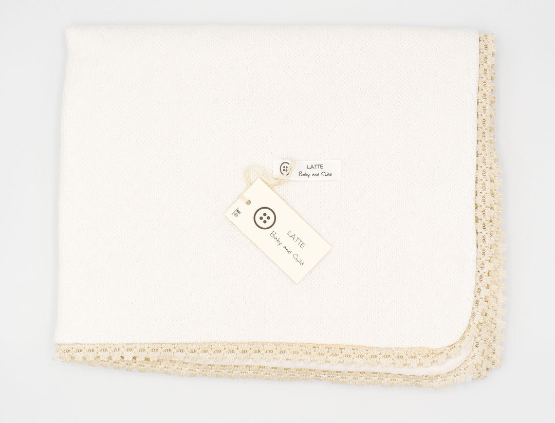 Latte Ivory Lace Trim Blanket Sac
