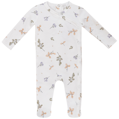 Little Fragile White Sage Pastel Print Footie