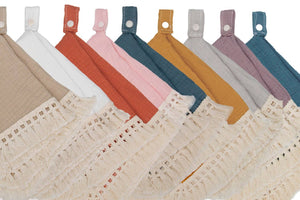 Doodalou - White - Muslin Boho Pacifier Blanket with Tassels
