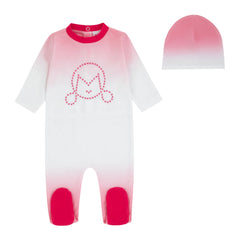 Miss Mini Cross Stitch girls romper in soft cotton, cozy one piece outfit with embroidered detail