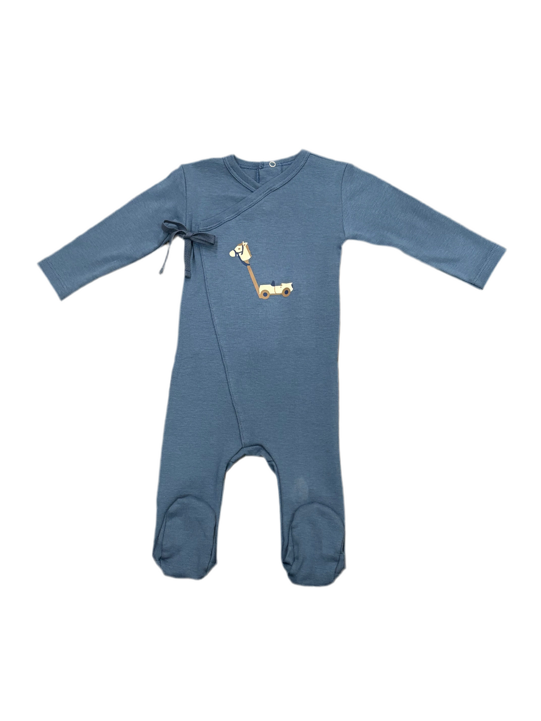 Cotton Pompom Steel Blue Baby Playtime Footie