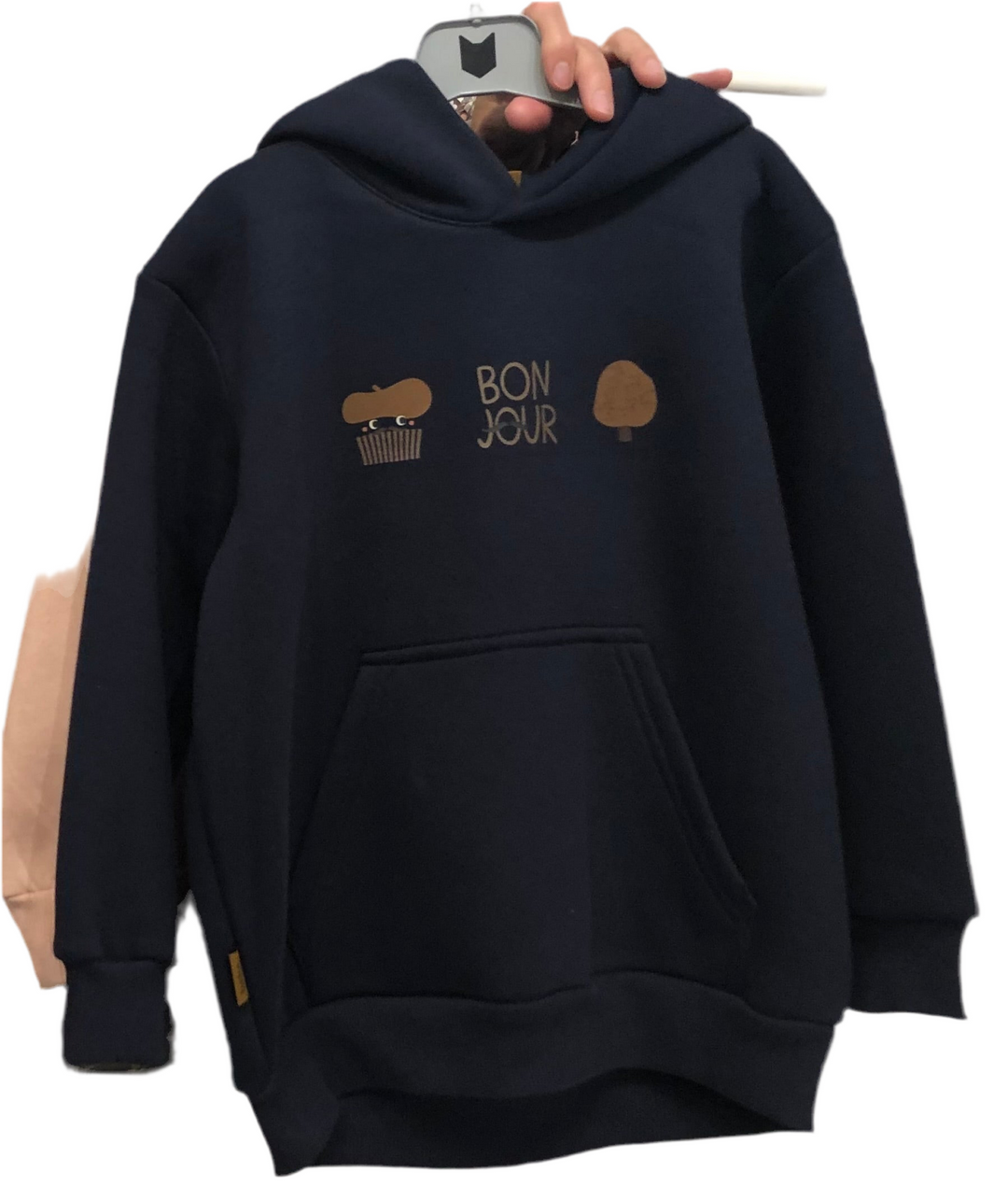 Hebe Navy Blue Hoodie with Placement