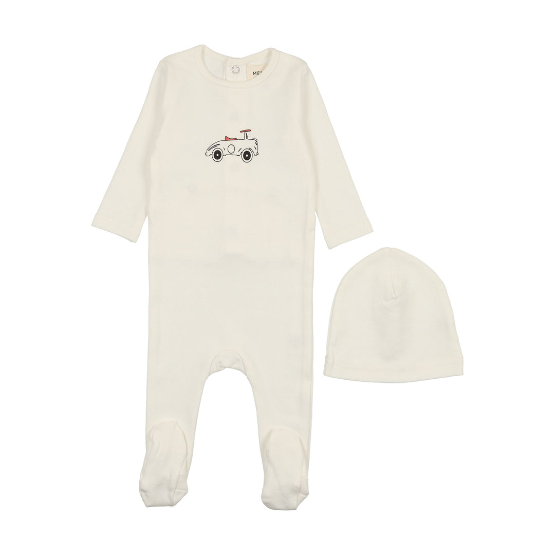 Mema Knits Winter White Car Footie