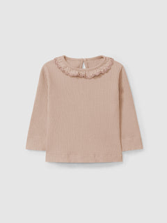 Snug Pink Ribbed Collar Legging Set