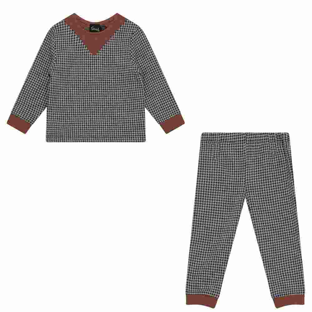 Seal Black White Spice Herringbone Girls Dress