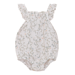 Little Fragile Powder Leaves Bird Print Ruffle Bubble