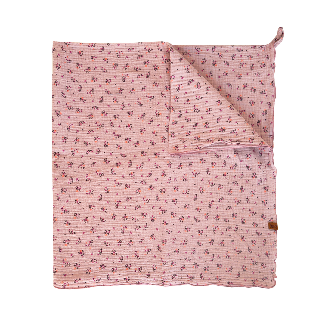 Hebe Pink Floral Muslin Baby Blanket