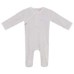 Fragile White RIb Faux Wrap Footie