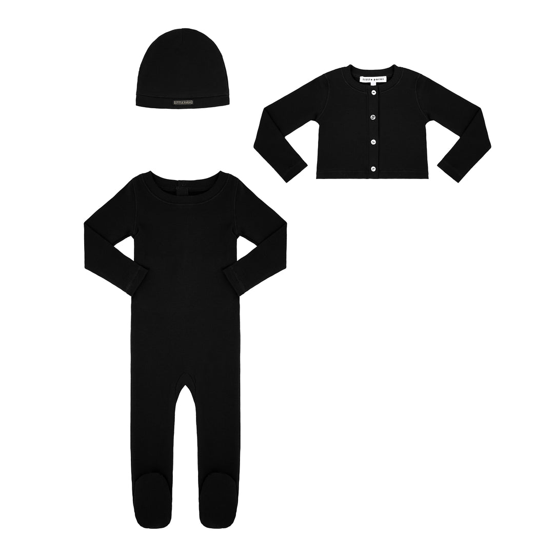Parni Black Baby Rhinestone Set + Beanie