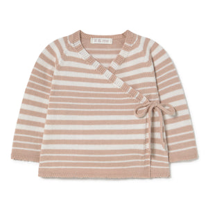 Li & Me striped knit baby kimono in soft cotton, cozy newborn wrap top for infants