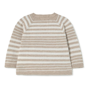 Li & Me striped knit baby kimono in soft cotton, cozy newborn wrap top for infants