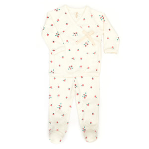 Tuntun - Pointelle Kimono 3pc Set Natural Strawberries
