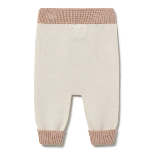 Li & Me baby knit trousers in soft cotton, cozy elastic waist pants for infants and toddlers