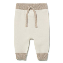 Li & Me baby knit trousers in soft cotton, cozy elastic waist pants for infants and toddlers