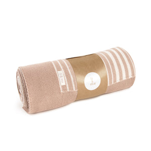 Li & Me irregular striped knit baby blanket in soft cotton, cozy newborn receiving blanket for nursery and stroller