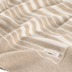 Li & Me irregular striped knit baby blanket in soft cotton, cozy newborn receiving blanket for nursery and stroller