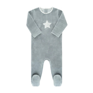 Ely's & Co Blue Velour Star Footie