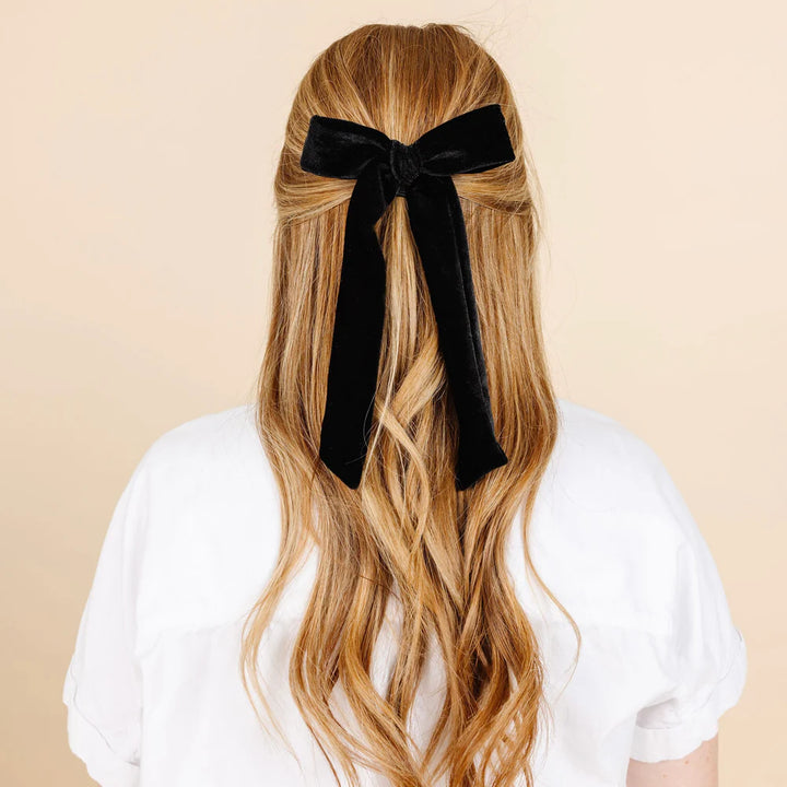 Lou Lou Black Velvet Bow Clip