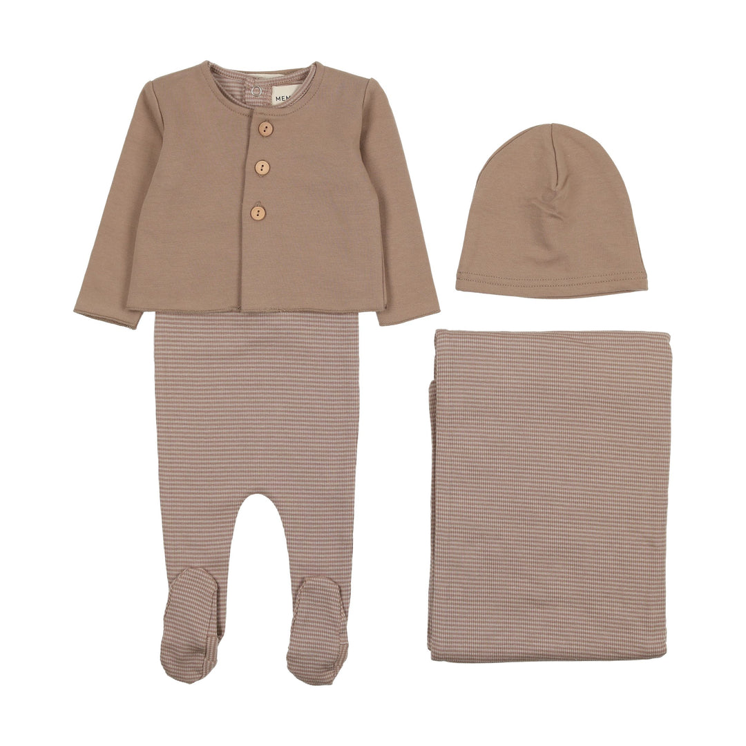 Mema Knits Oatmeal Striped 3 Pc Set