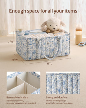 Beautiful Floral Print Diaper Caddy - A Perfect Baby Shower Gift & Nursery Decor
