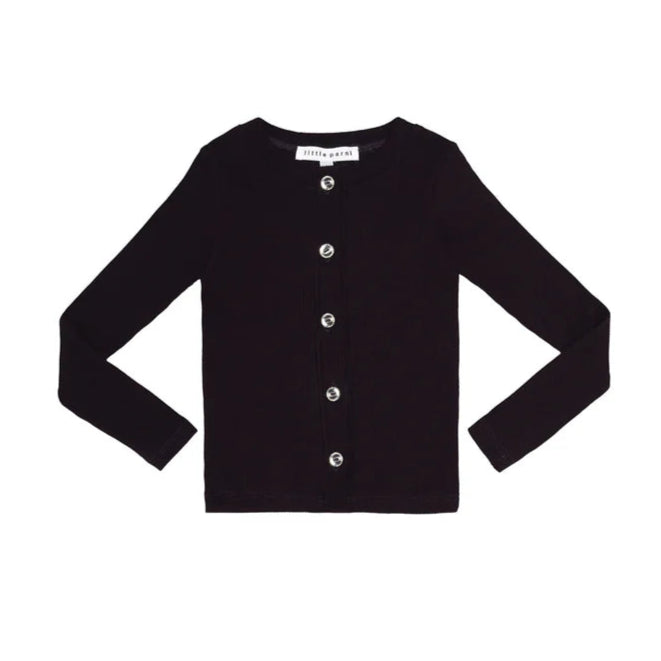 Parni Black Rhinestone Cardigan | Elegant Girl's Knitwear