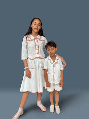 We the Kids – Embroidered Scalloped Top & Bloomer Set | Crisp White