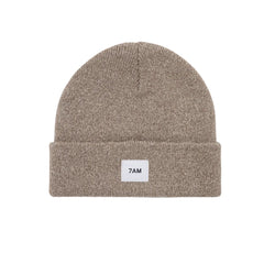 A flat-lay view of the 7AM Enfant beanie in ash oak.
