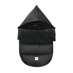 A flat-lay view of the 7AM Enfant PlushPOD in black plush.