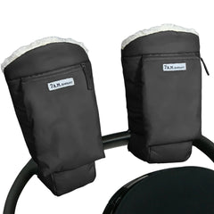 A flat-lay view of the 7AM Enfant Warmmuffs Oslo in black oslo.