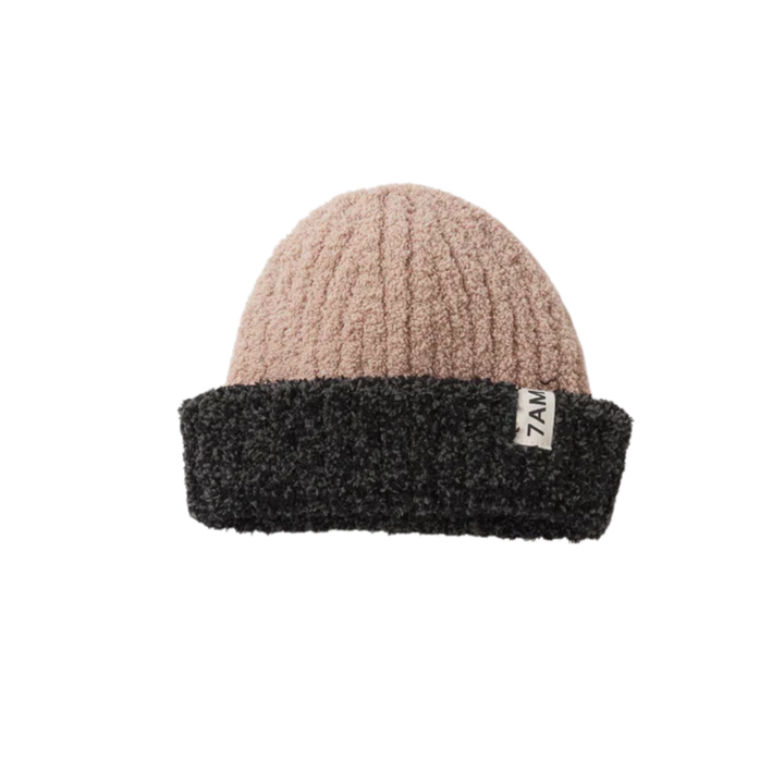 7 AM 2-Tone Fuzzy Ribbed Beanie