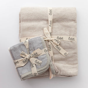 Calla & Friends - Washcloth Set: Linen/Whisper Gray