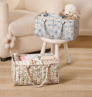 Beautiful Floral Print Diaper Caddy - A Perfect Baby Shower Gift & Nursery Decor