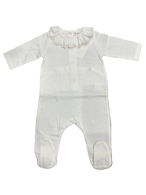 La Mascot-White Stretchie Embroidered Edge Collar