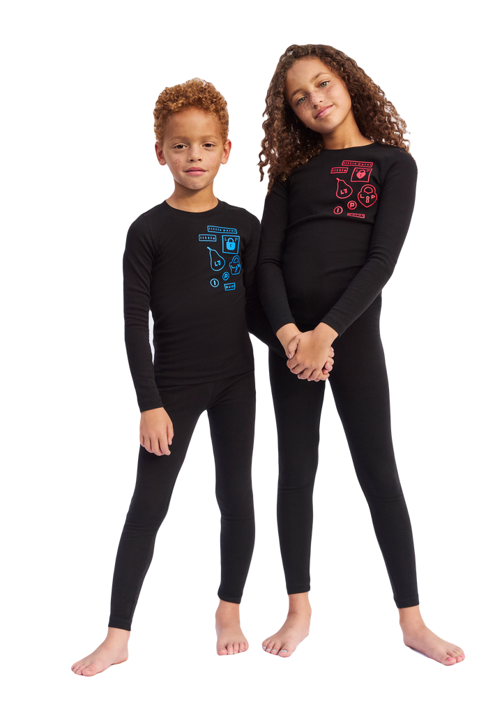 Parni Black/Red Multi Patch Pajamas