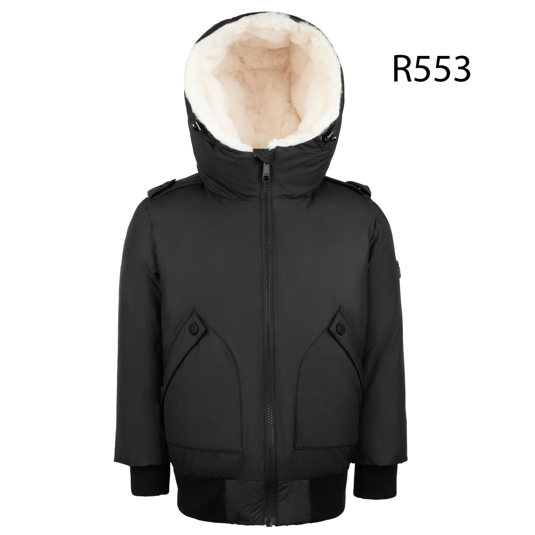 Raygo Boys Black Jacket with White Fur