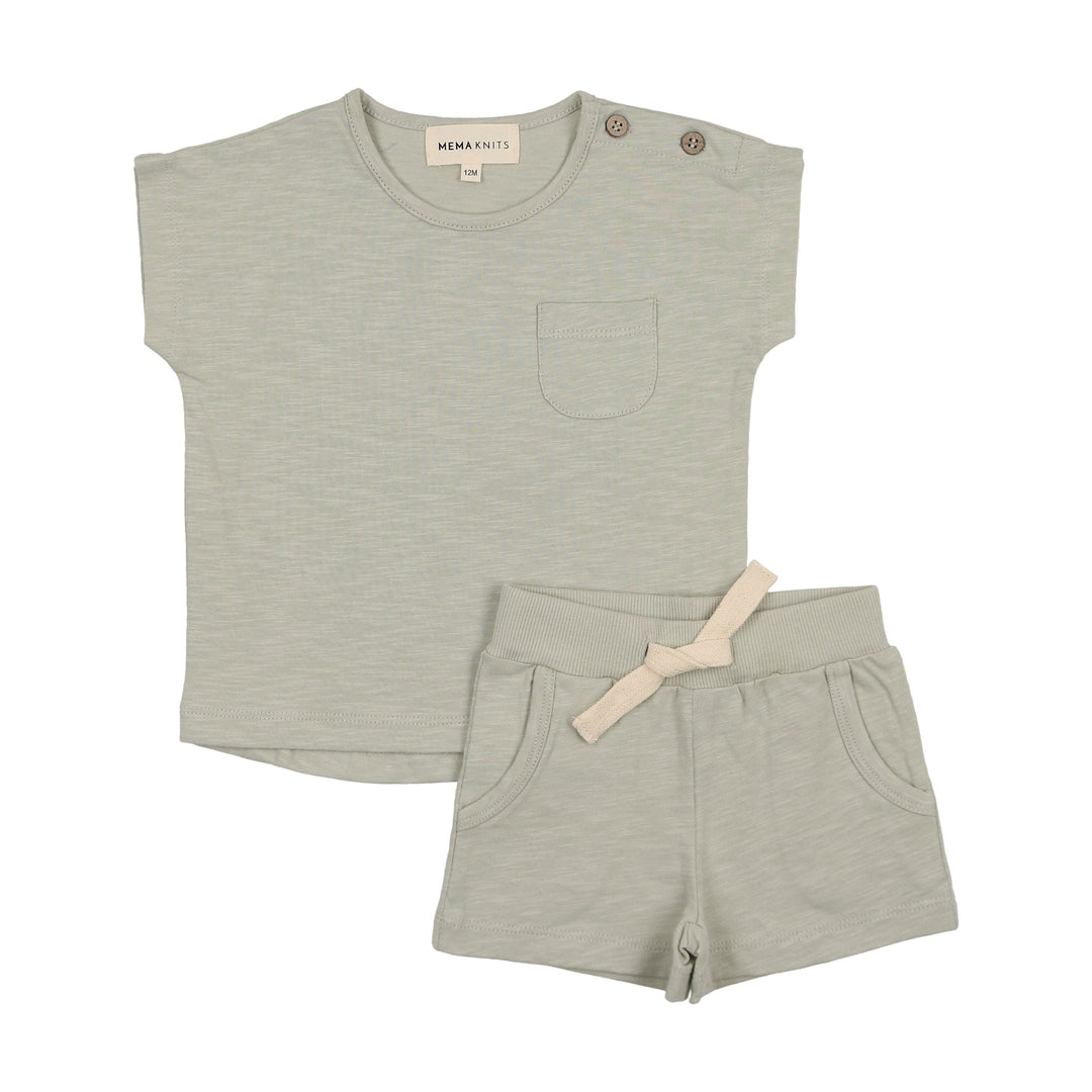 Mema Knits Mint Green Short Sleeve Tee + Shorts