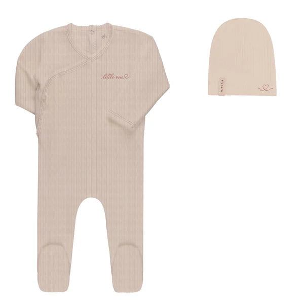 Ely's & Co Pink Cotton Little One Footie + Beanie