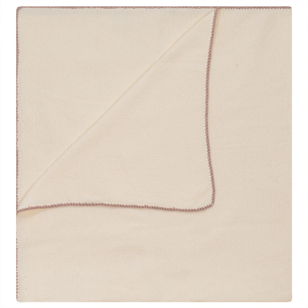 Mini P Ivory/Pink Crochet Trimmed Blanket